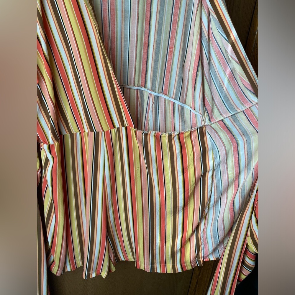 Eloquii 22 Orange and Yellow Faux Wrap Romper - Picture 15 of 16